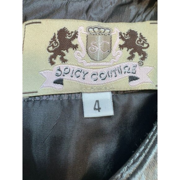 Spicy Couture A-Line Dress Size 4 Black Gray Sleeveless Midi Beaded Vintage - Picture 2 of 10